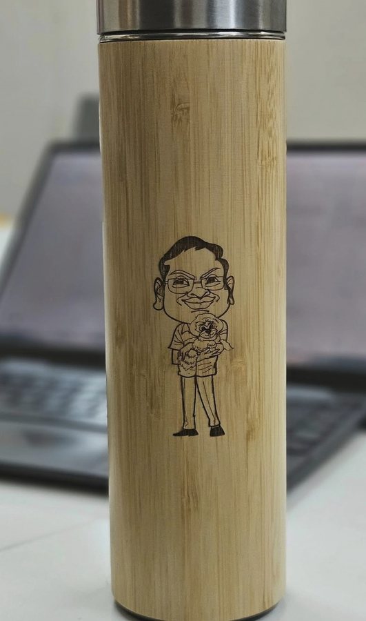 Engraved bamboo bottle