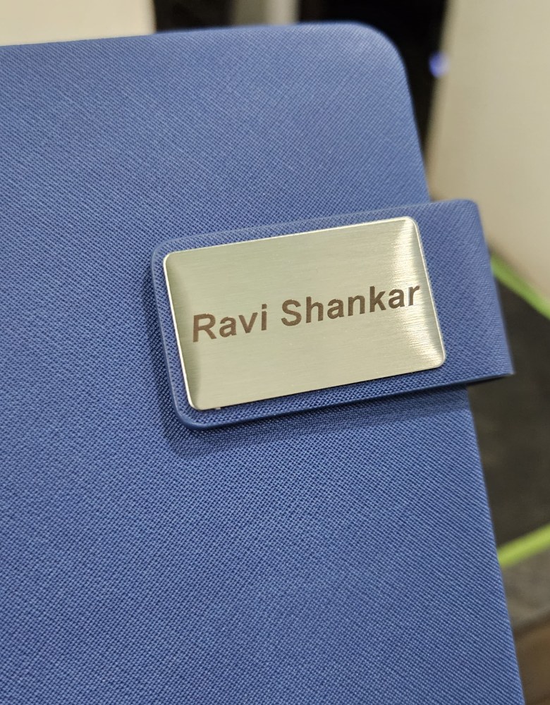 Corporate Client — Metal Nameplate on Diary